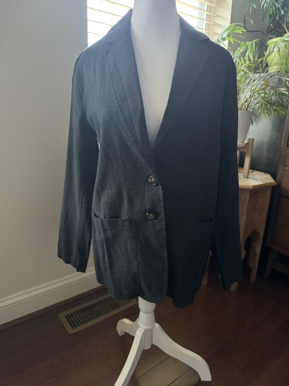 Marine Layer Navy Flora Hemp Blazer - Navy/Blavk